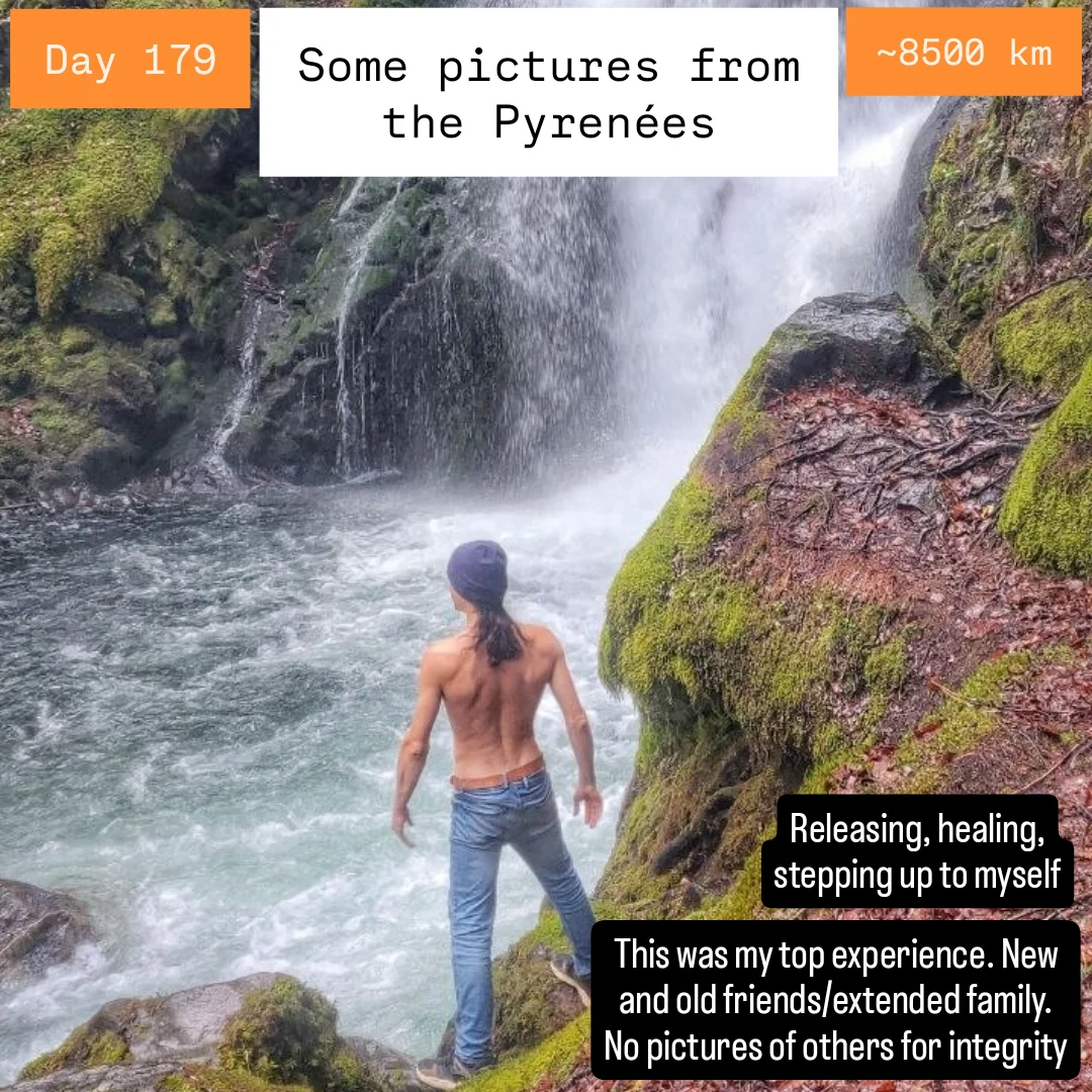 Anton standing in front of a waterfall in the French Pyrenées